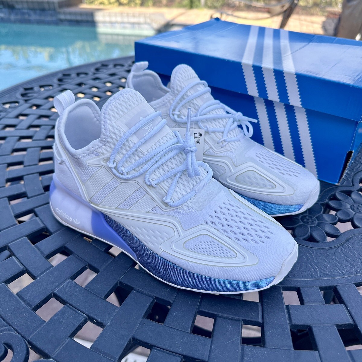 Adidas ZX 2K Boost White Boost Blue Violet Men's Athletic Shoes