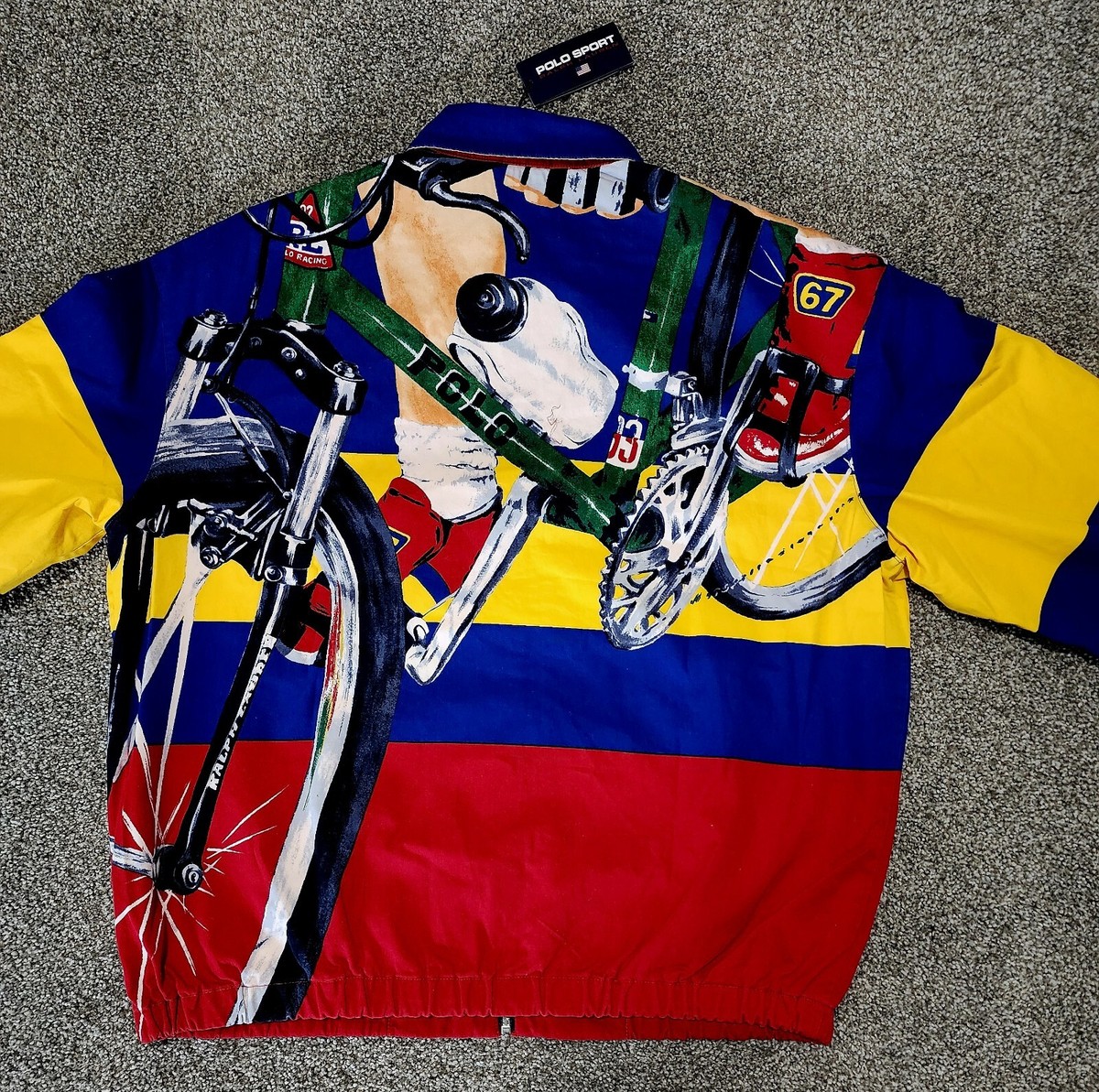Ralph Lauren Polo Sport Cycle Print Jacket Size M #stadium 1992