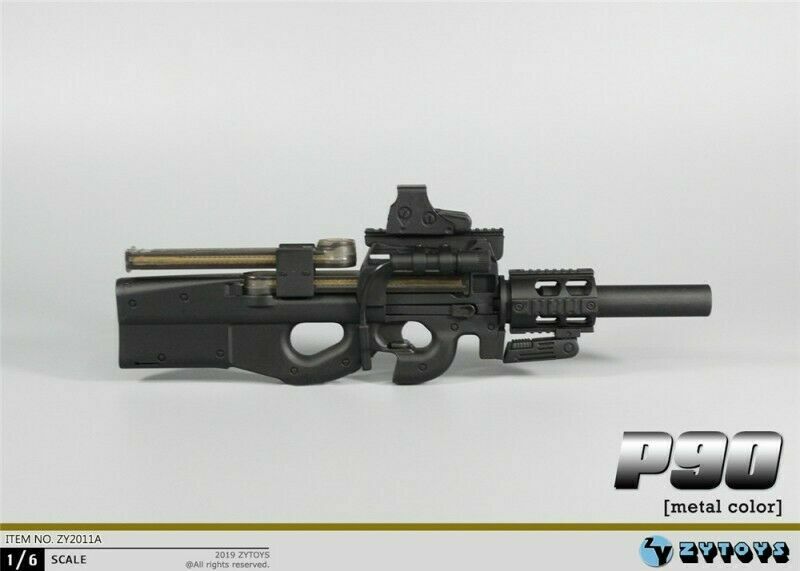 ZYTOYS 1/6 ZY2011A 11cm Black P90 Gun Weapon Model Fit 12