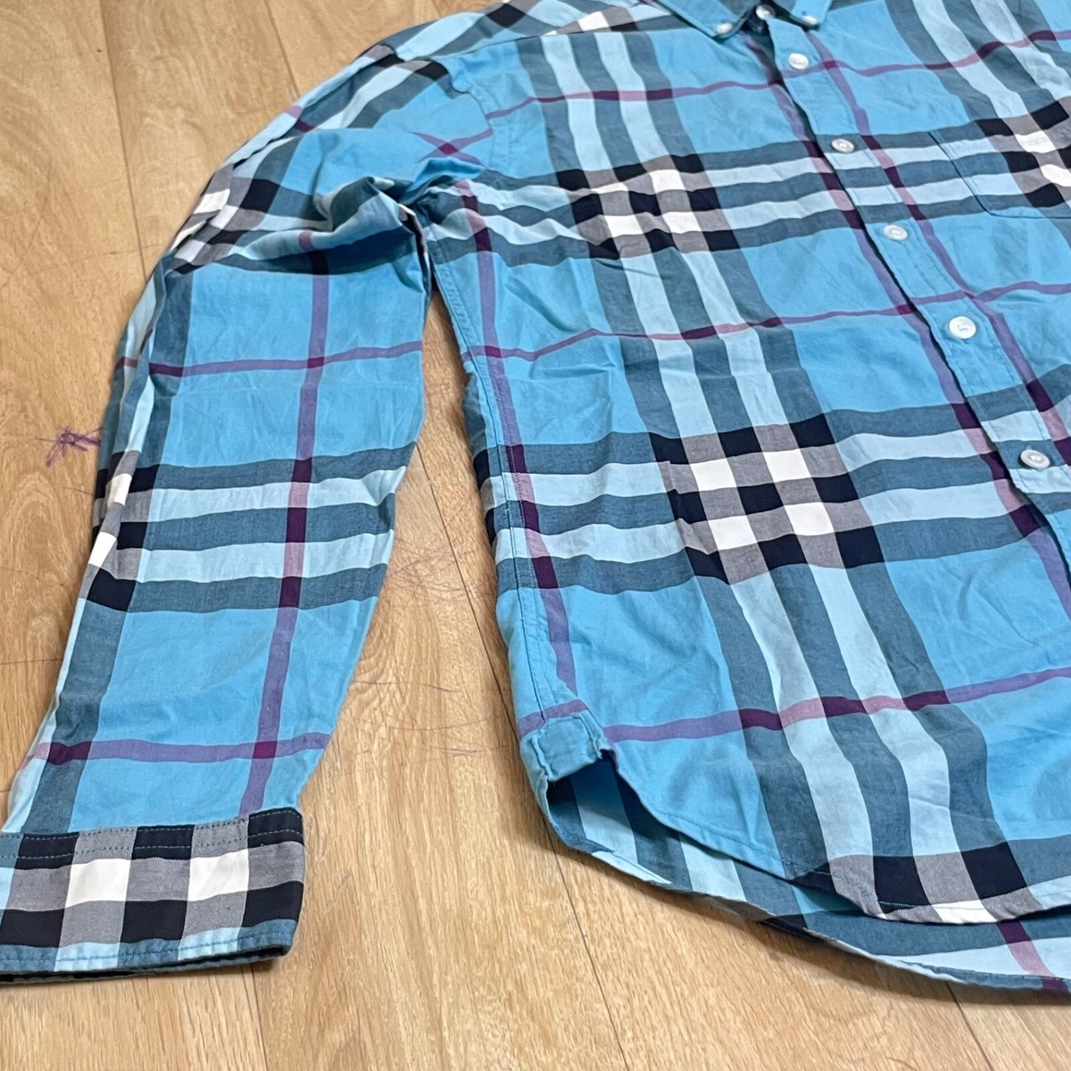 BURBERRY BRIT shirt NOVA check cotton long Sleeve Men's blue size