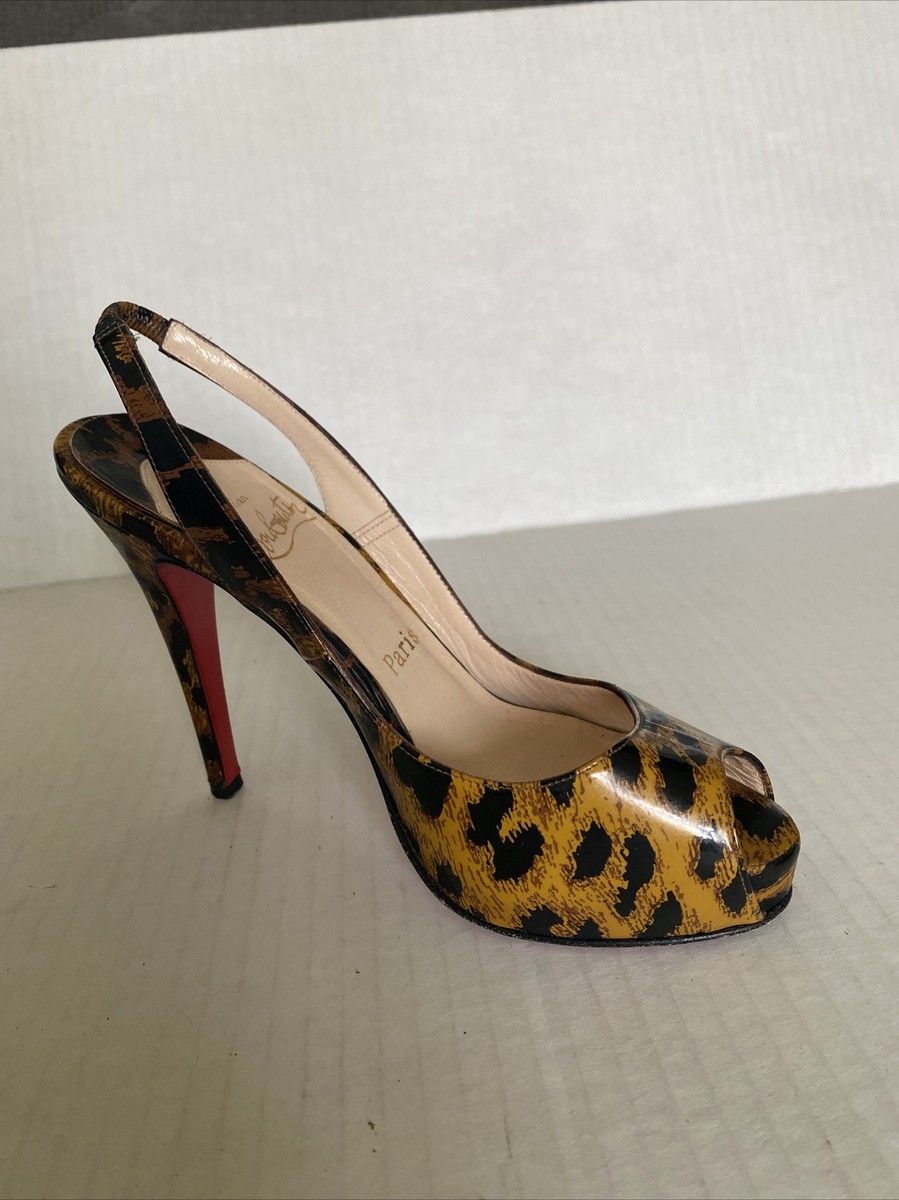 Christian Louboutin Sling Back Peep Toe Cheetah Leopard Print