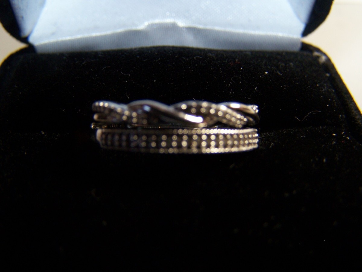 KAY JEWELERS 42 DIAMOND DOUBLE ROW STERLING SILVER WEDDING