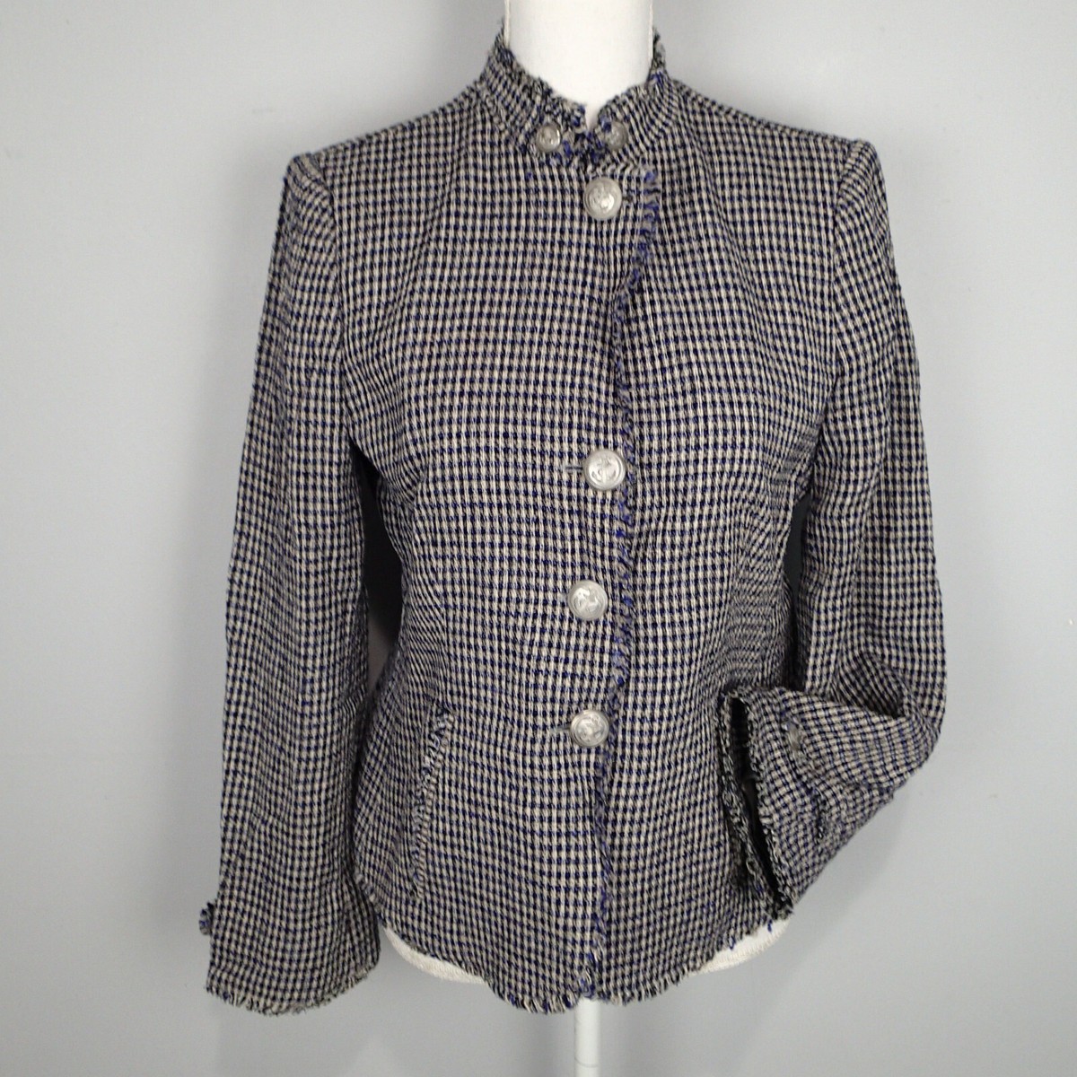 giorgio armani collezioni tweed BLAZER Jacket,sz 8 wool bl anchor