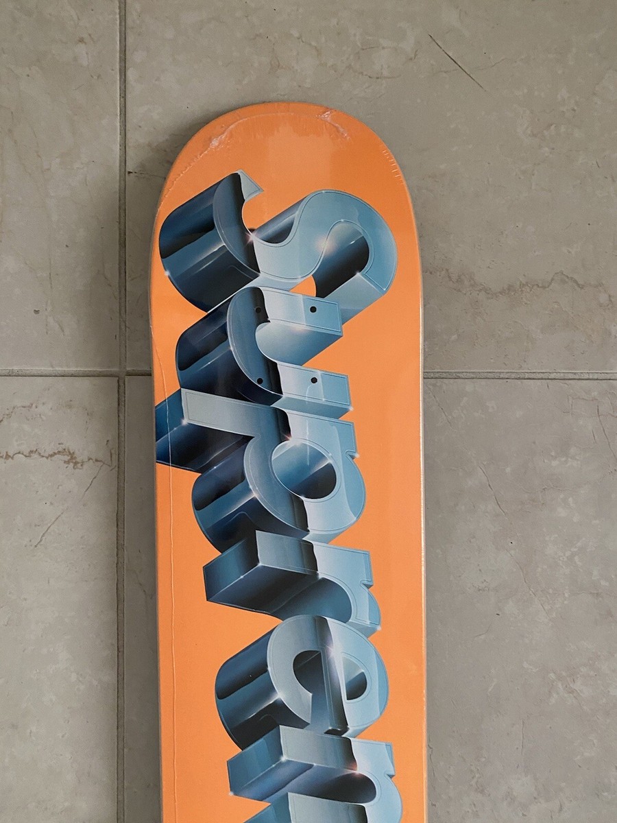 Supreme Chrome Orange Logo Skateboard Deck Size 8.25 Rare Limited