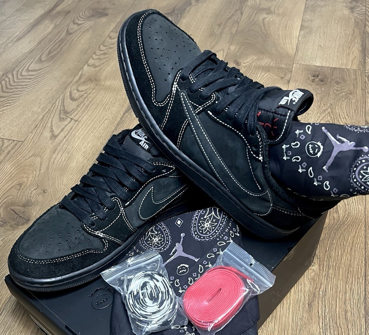 9.5- Travis Scott x Air Jordan 1 Low OG “Black Phantom ” DM7866