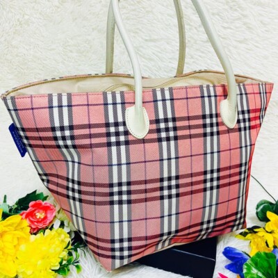 Burberry London Blue Label Handbag nova check color pink fashion