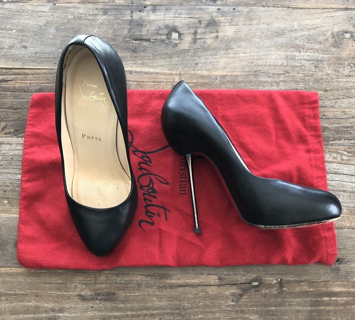 Authentic Christian Louboutin Big Lips Black Matte Steel Metal
