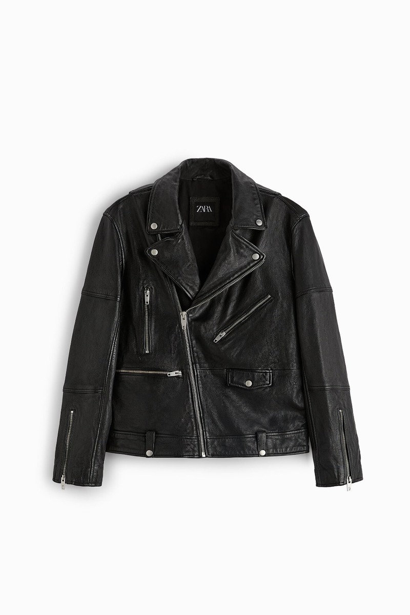 New Zara Genuine Leather Biker Jacket M L 4720/300 Motocycle moto