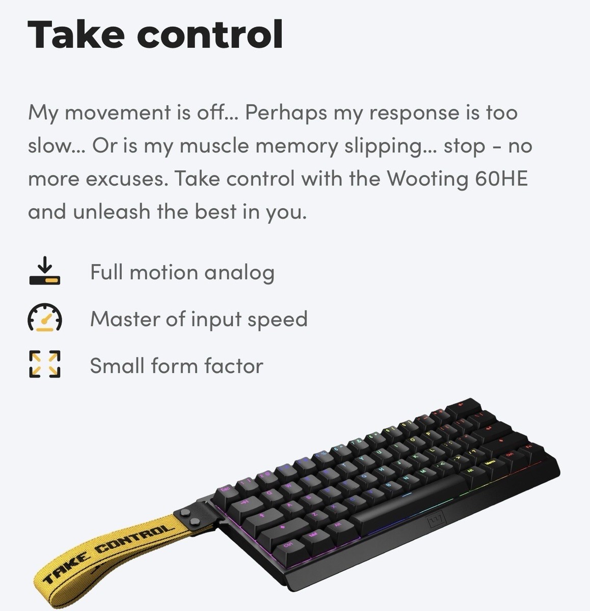Wooting 60HE+ 60% RGB Analog Input Gaming Keyboard Black WK3-US2