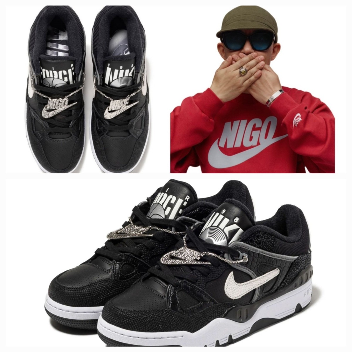 NIGO × Nike Air Force 3 Low Black Croc Skin | Mens Us Size 12