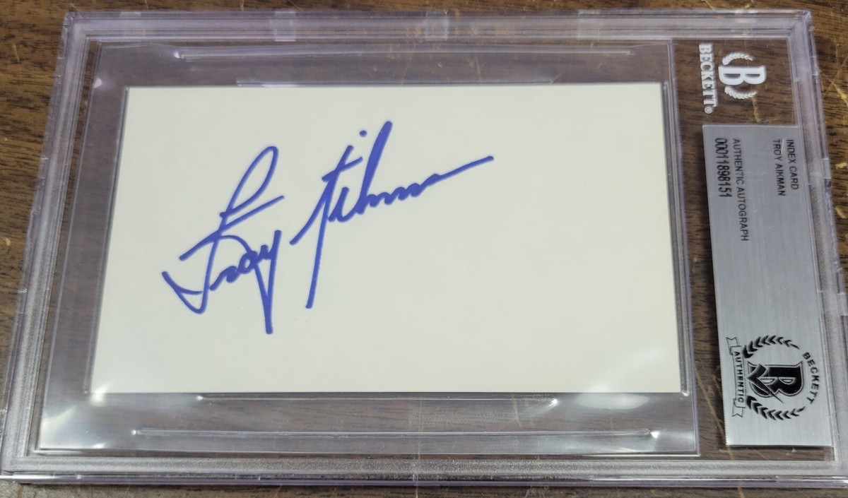 Troy Aikman Signed 3x5 Index Card Beckett Encapsulated Dallas