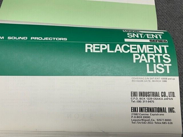 EIKI 16mm Projector SERVICE MANUAL SNT/ENT Series | eBay