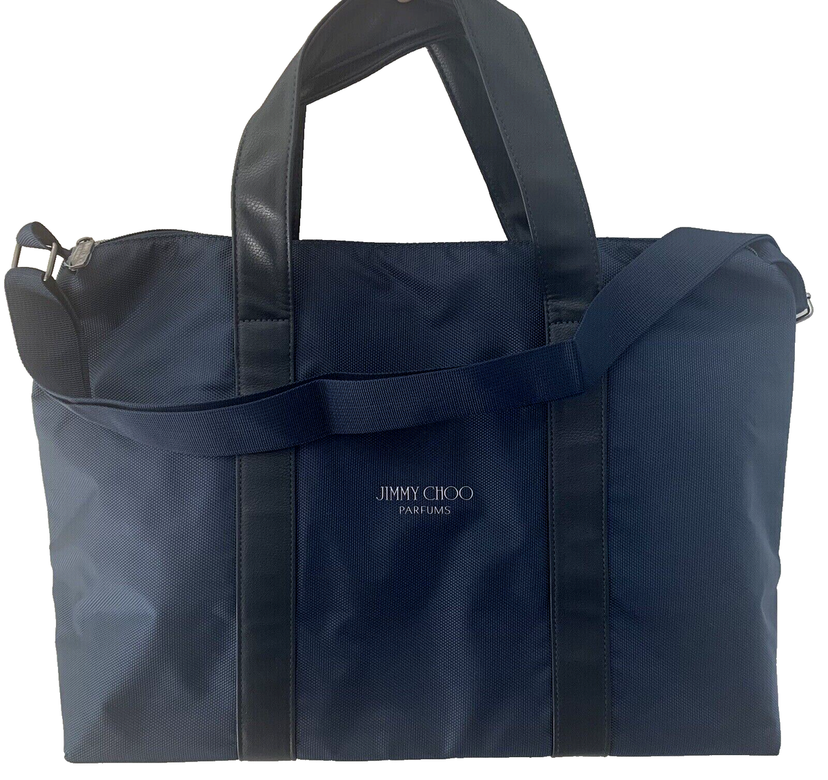 Jimmy Choo Unisex Navy Duffle Travel Gym Bag Weekender Faux