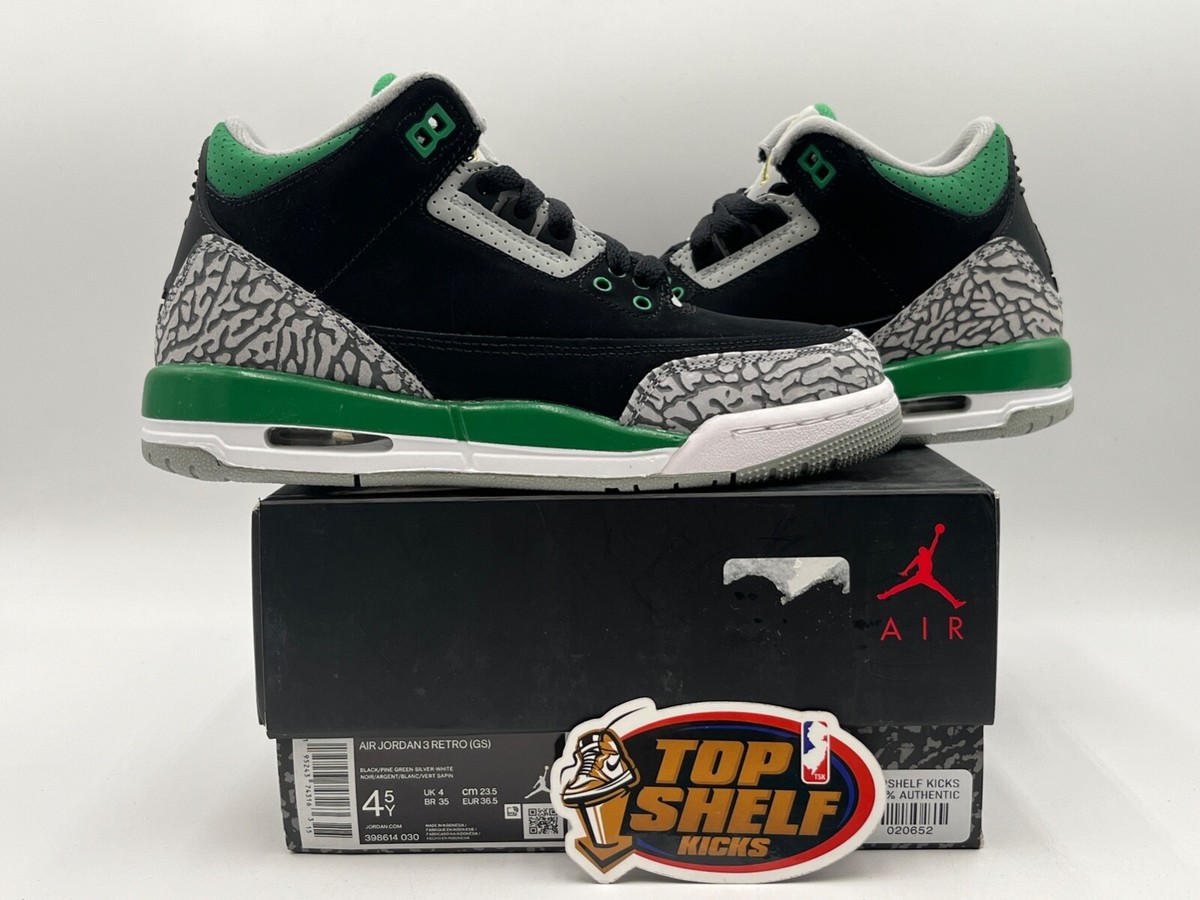 DS NEW NIKE AIR Jordan 3 Retro Mid Pine Green Size 4.5Y OG Cement