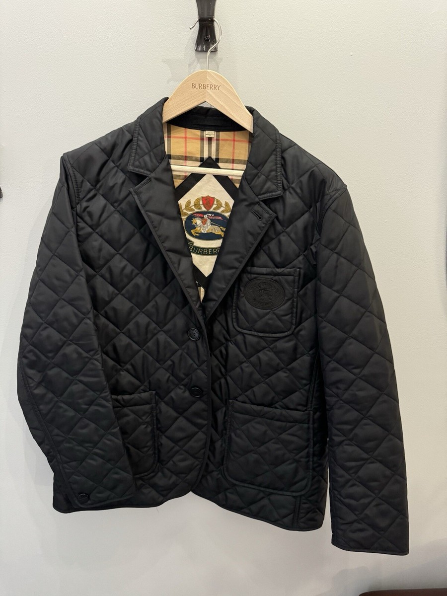 Burberry Clifton Lightweight Jacket Quilted Blazer Logo Black 54