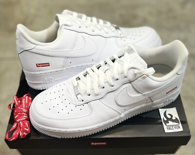 Size 12 - Nike Air Force 1 x Supreme Low Box Logo - White for sale