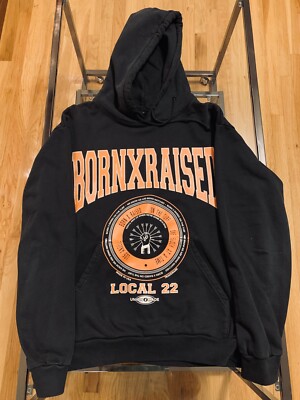 Born X Raised BXR Hoodie Size Medium M Orange Black Los Angeles