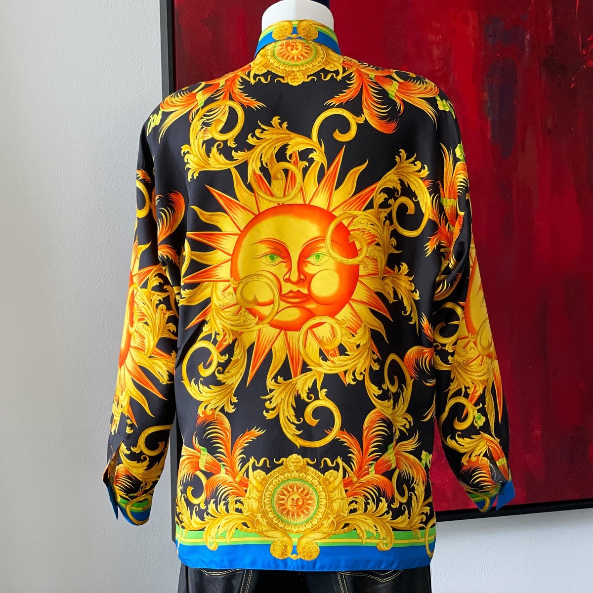 GIANNI VERSACE silk shirt Baroque & Sun print size 46 S/S 1993