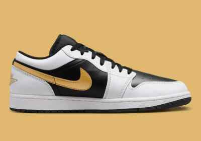 Nike Air Jordan 1 Low Shoes 'White Metallic Gold' 553558-172 Men's