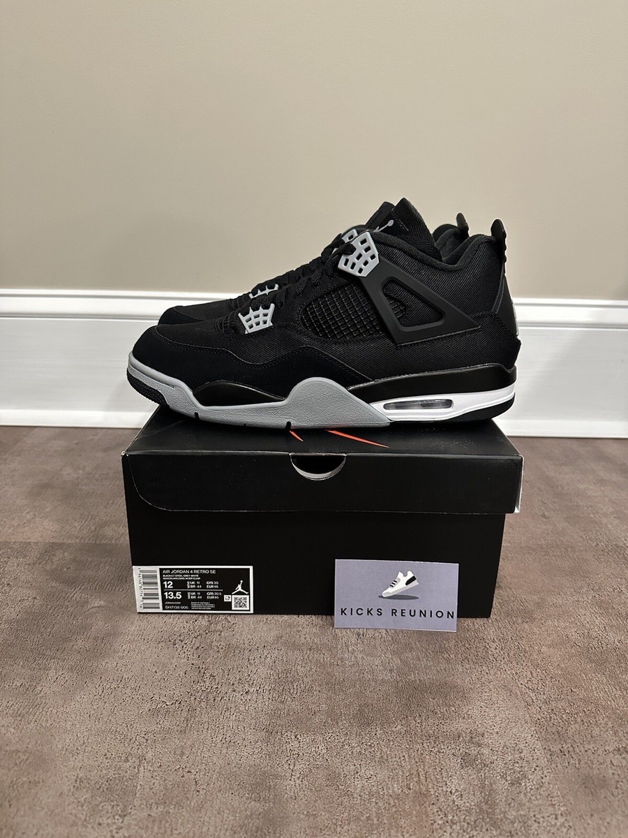 Air Jordan 4 Retro SE Black Canvas (DH7138-006) Mens Size 12 Brand