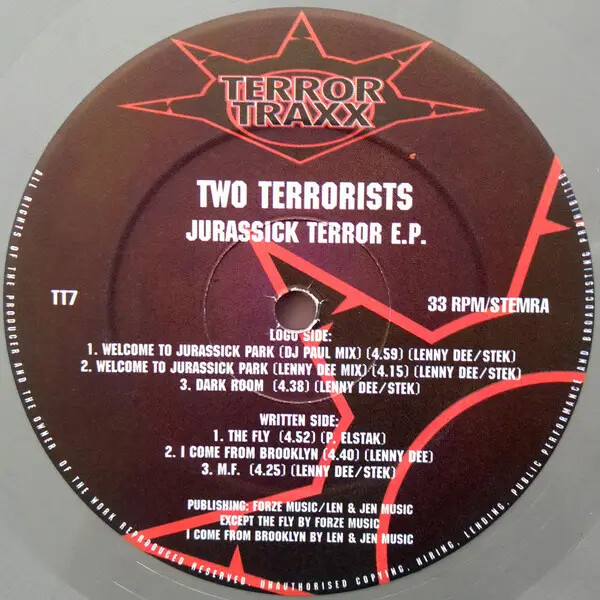 Two Terrorists Jurassick Terror E.P. EP Vinyl Single 12inch Terror