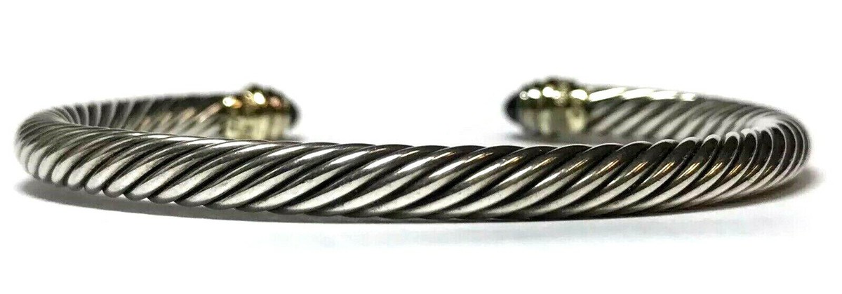 DAVID YURMAN 14K YELLOW GOLD STERLING SILVER CABLE BRACELET DY 585