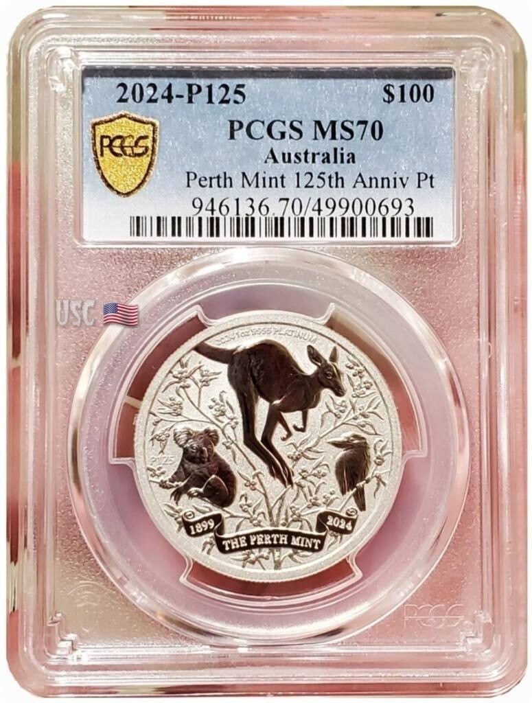 2024 1 Oz Platinum $100 Australia 125TH ANNIVERSARY OF PERT MINT