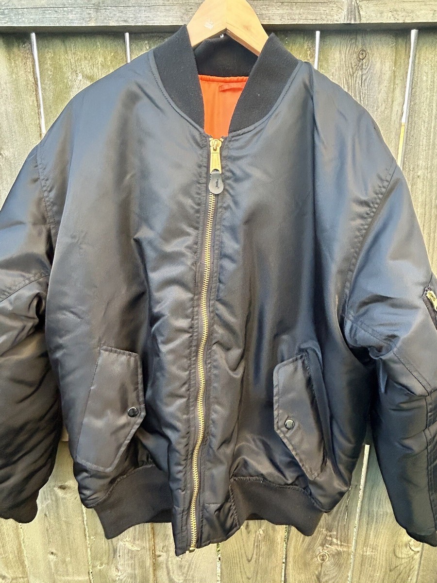 Vintage USA Black MA-1 Aviation Military Reversible Bomber Flight
