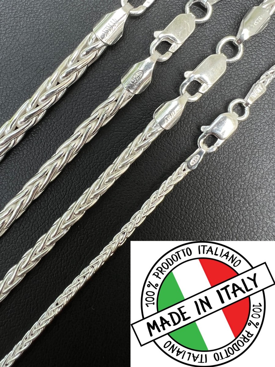 Real Solid 925 Sterling Silver Spiga Rope Wheat Chain Necklace 2