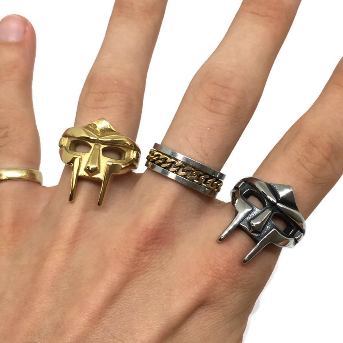 MF DOOM Stainless Steel Ring l Silver Dr Gladiator Hip Hop Rap