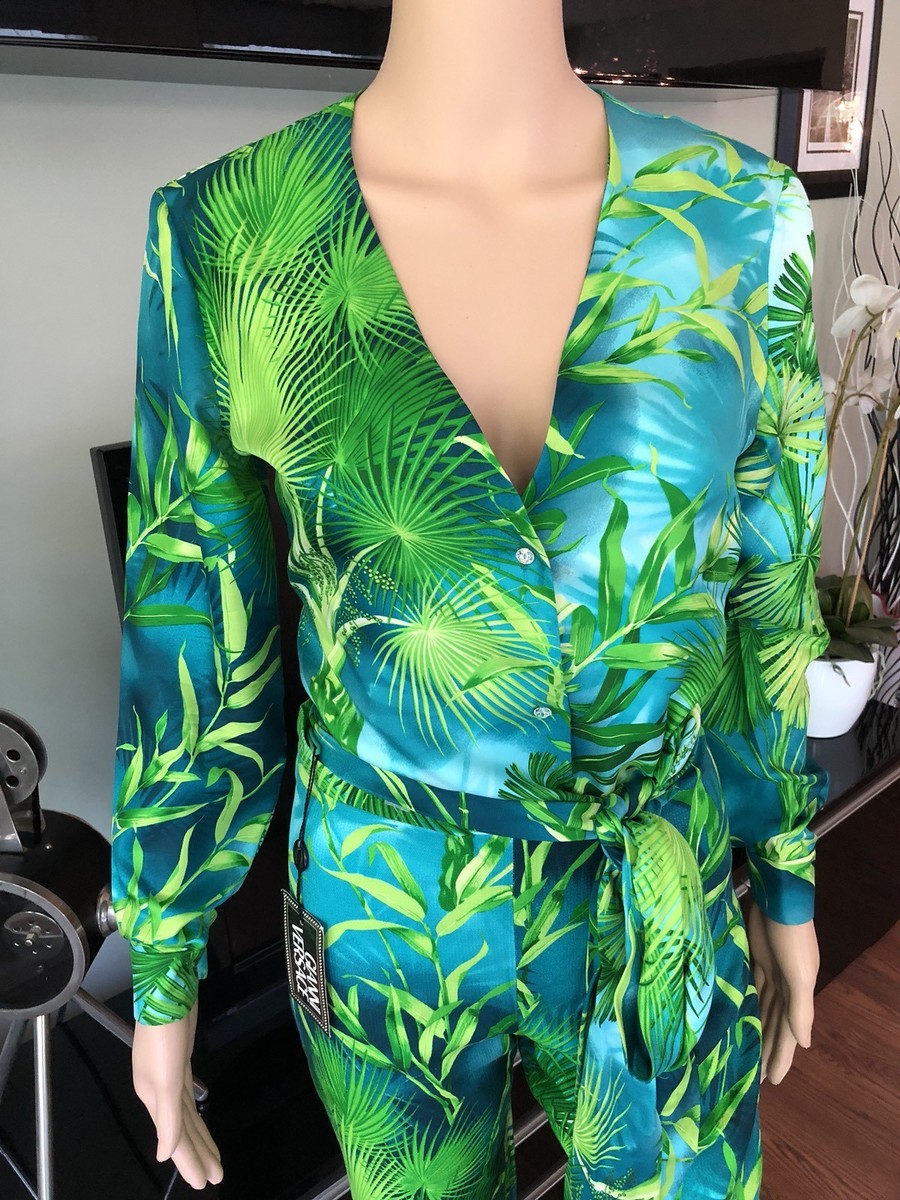 Vintage GIANNI VERSACE RUNWAY Silk Pants & Blouse 2 Piece Set