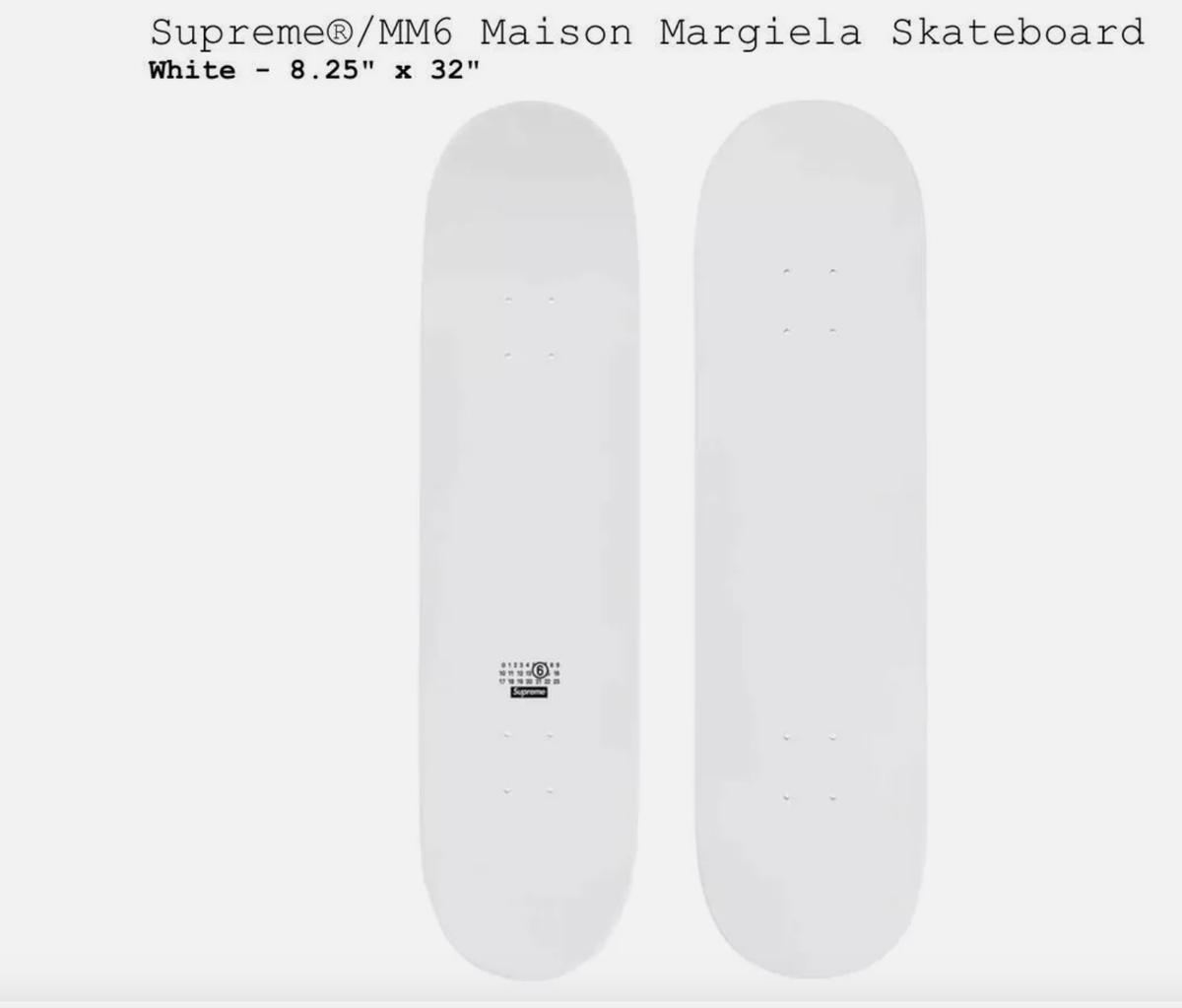 Supreme MM6 Maison Margiela Skateboard Deck SS24 In Hand Ships