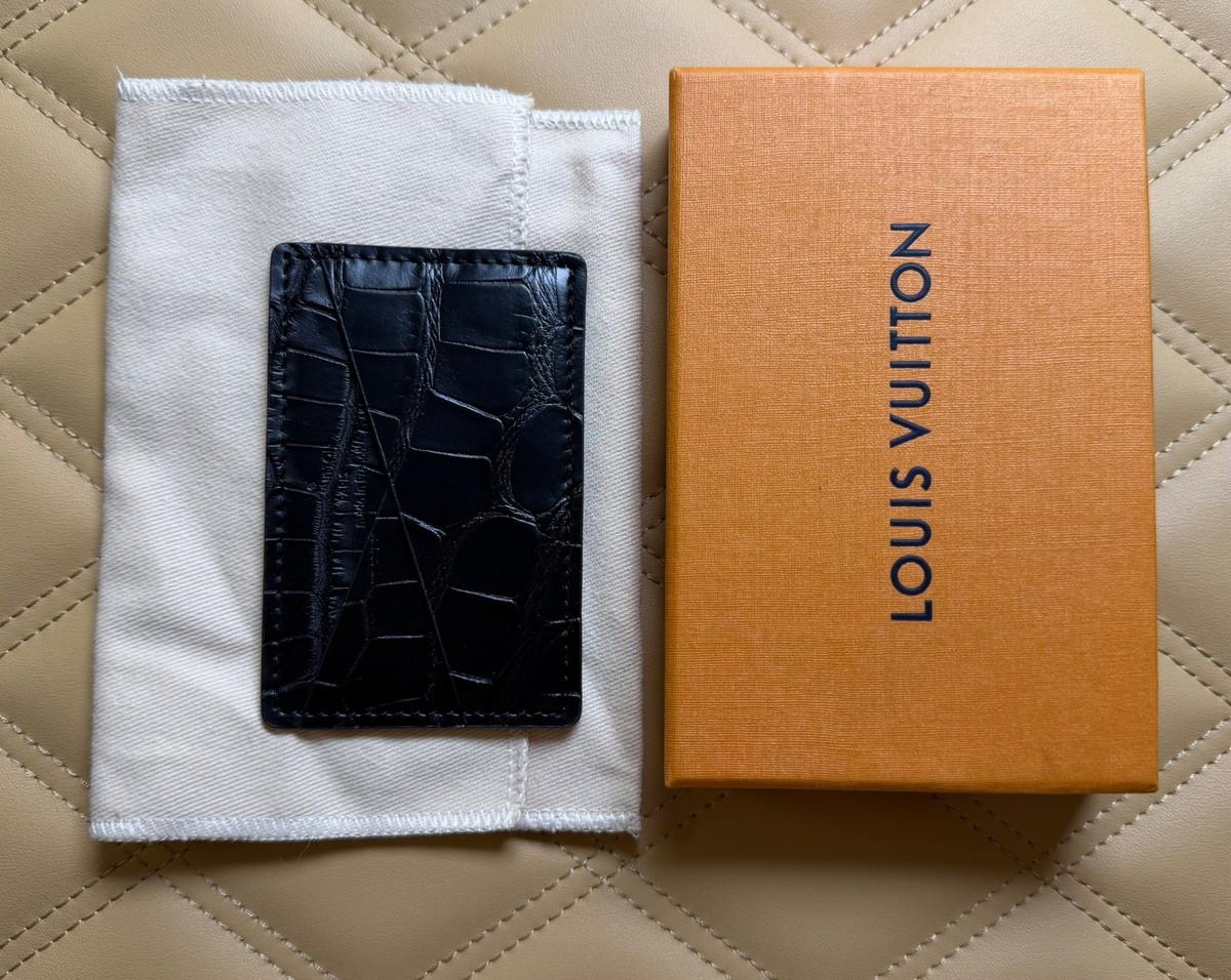 Louis Vuitton Exotic Alligator Leather Card Holder in Black made
