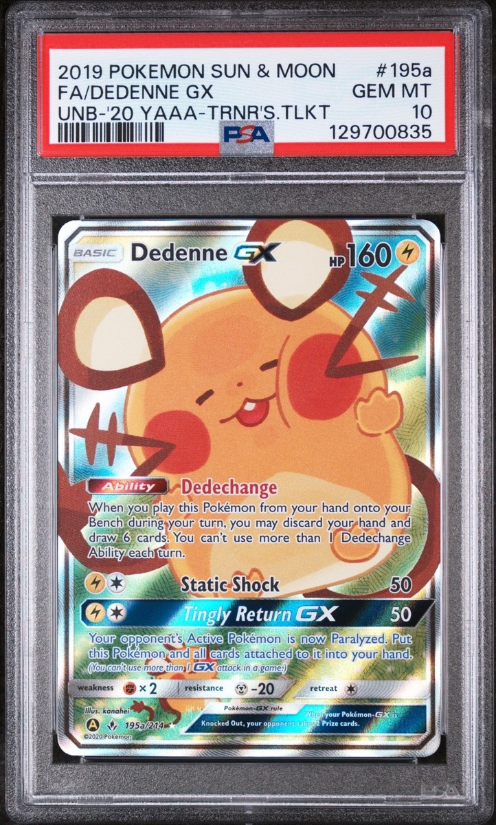 PSA 10 Dedenne GX 195a/214 Unbroken Bonds 2019 Alt Trainer Toolkit