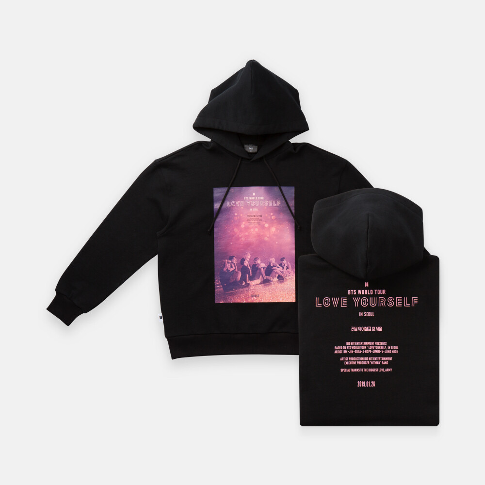 BTS WORLD TOUR LOVE YOURSELF IN SEOUL OFFICIAL MD HOODIE BLACK_PT