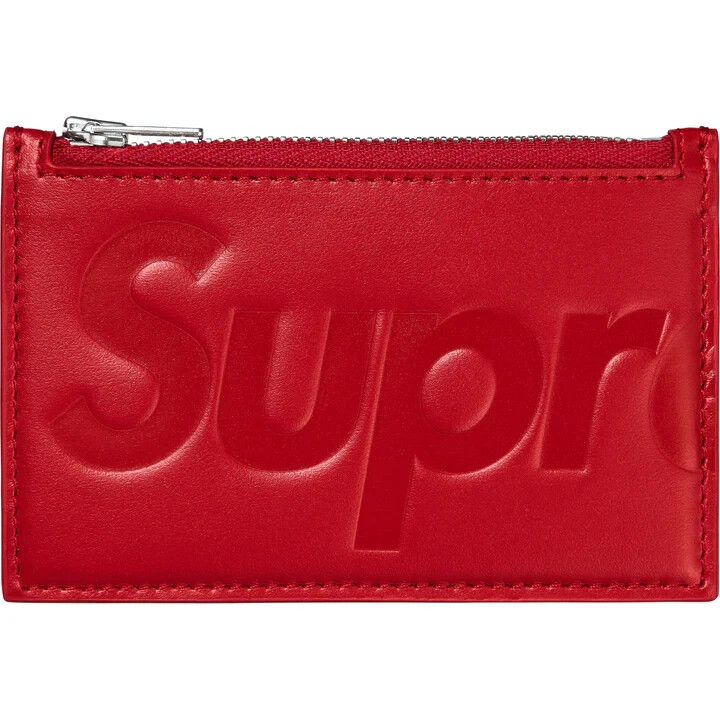 Supreme Leather Zip Card Holder Red | eBay