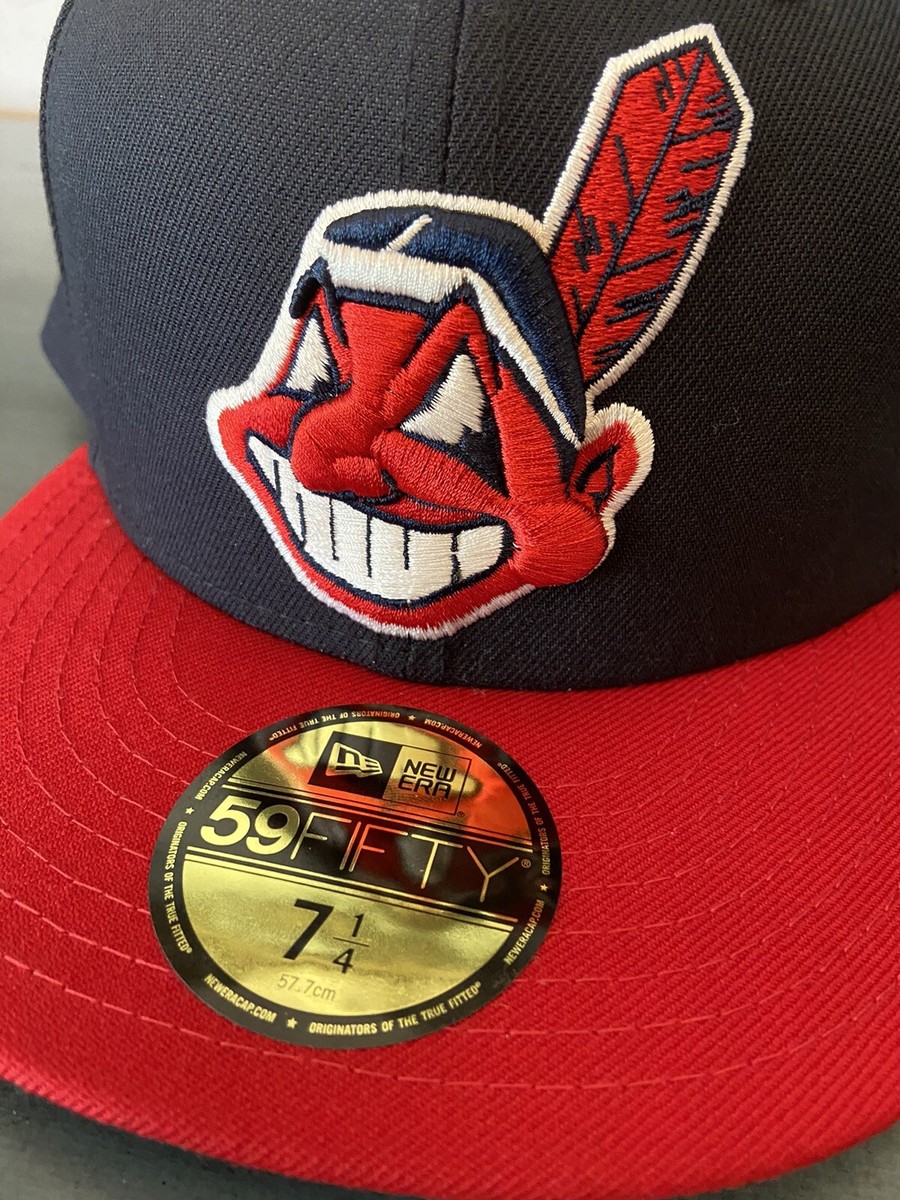 Cleveland Indians Home New Era 59Fifty 7 1/4 Hat Wool Wahoo