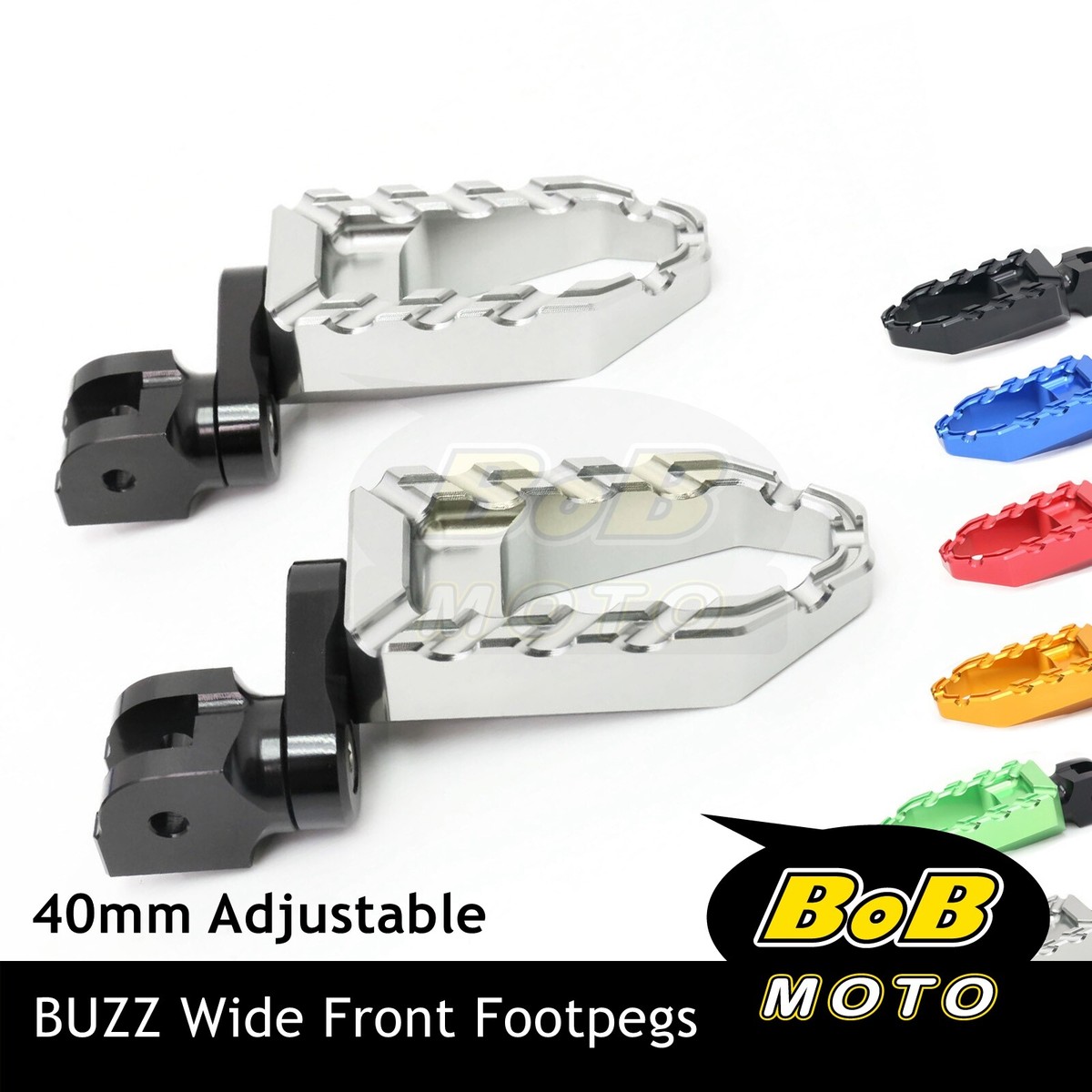 BUZZ 40mm Lower TITANIUM Front Wide Footpegs For Kawasaki Z125 16