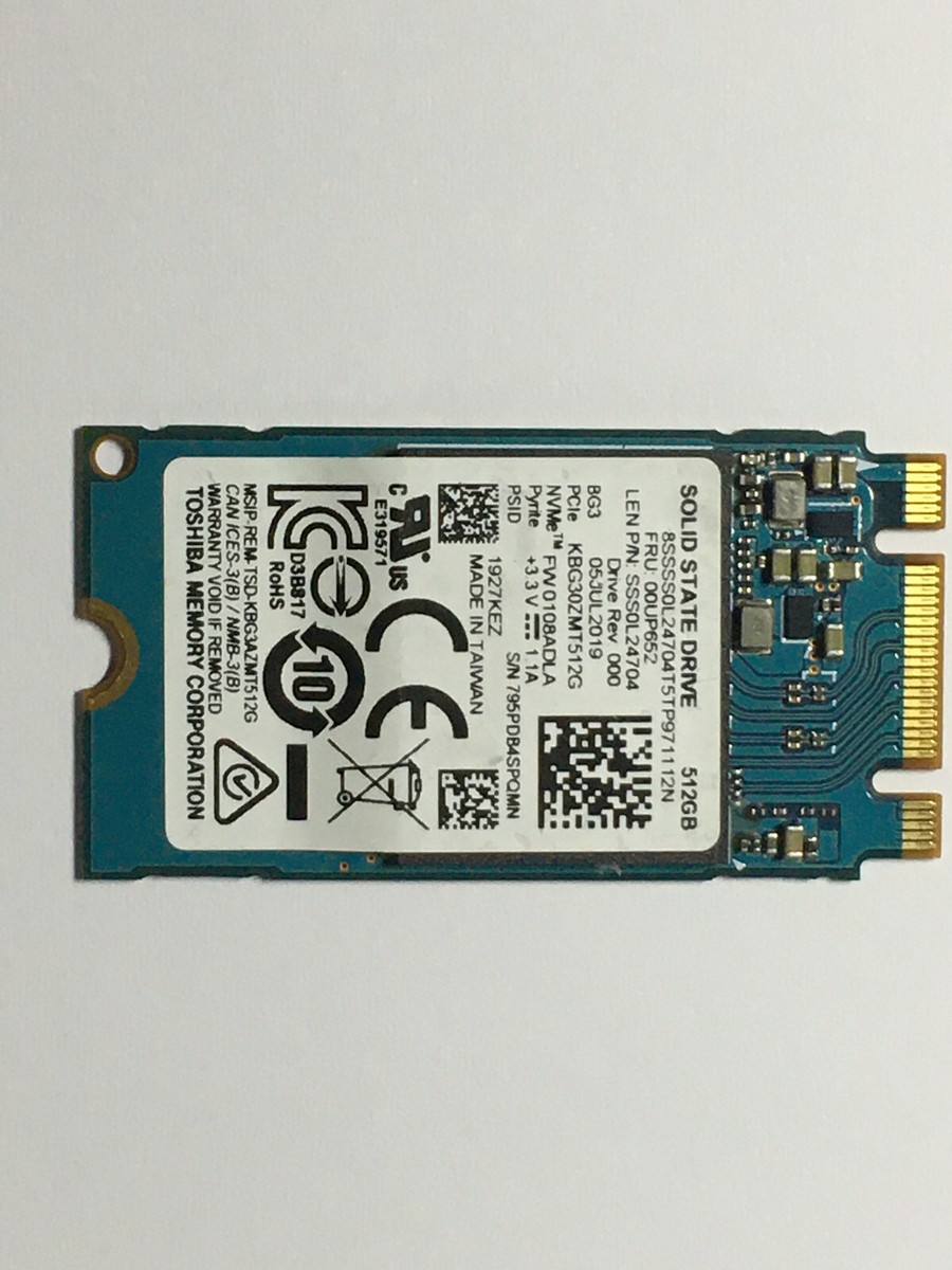 TOSHIBA KBG30ZMT512G 512GB NVMe PCIe3x2 M.2 2242 SSD For Thinkpad