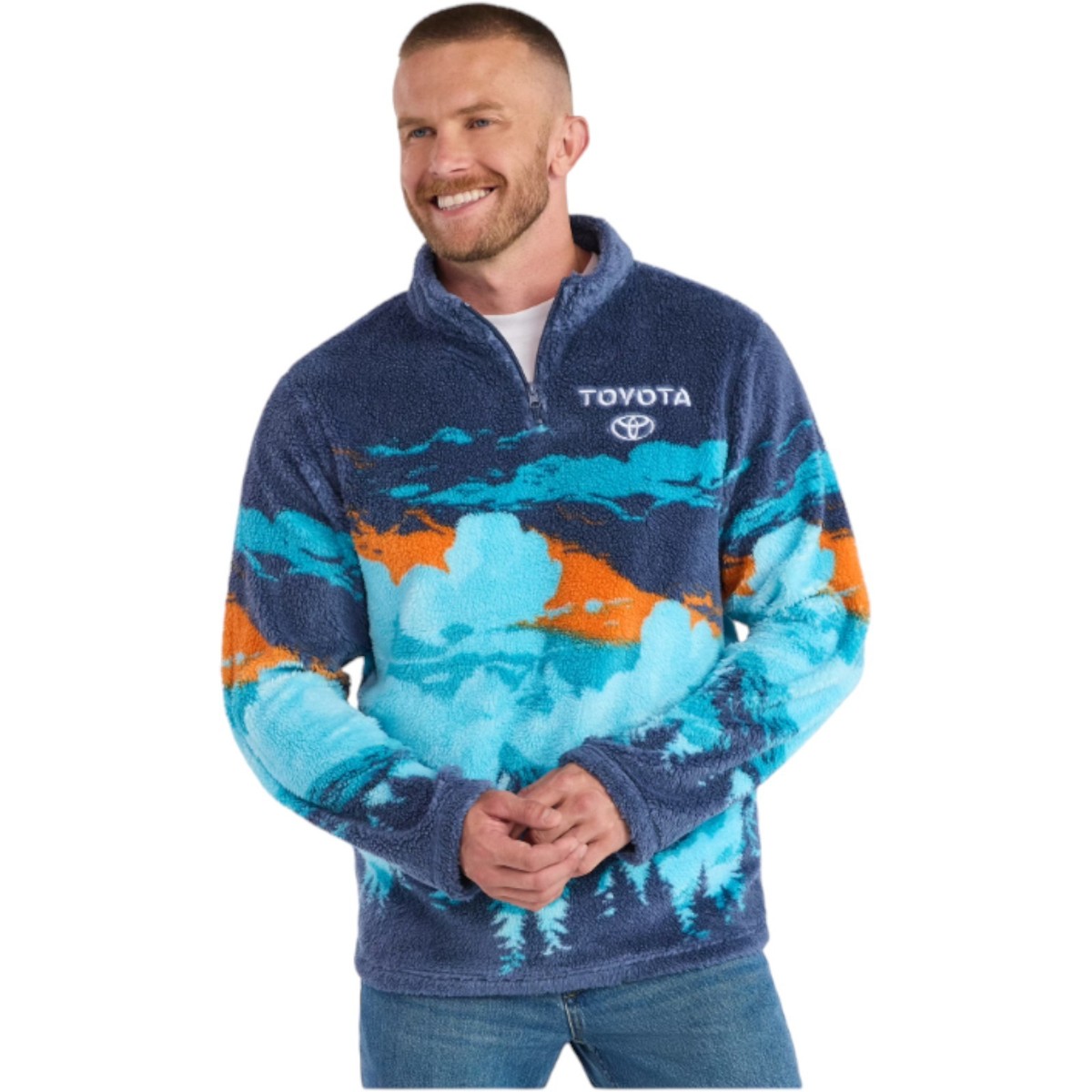 Official Toyota Men's Scenic Print Fleece 1/4 Zip Jacket Size S