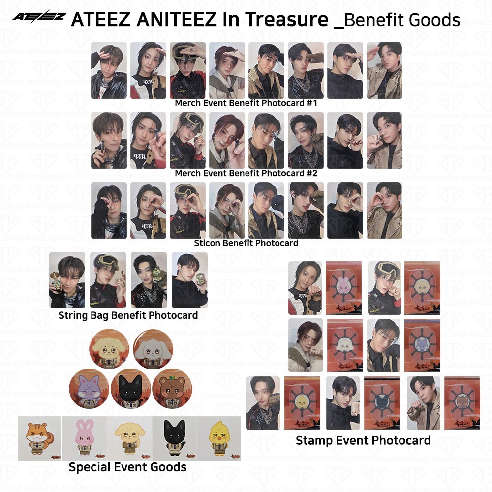 ATEEZ ANITEEZ In Treasure Merch Benefit Photocard Sticon Stamp