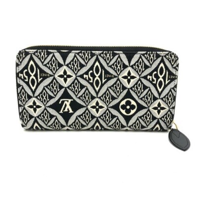 Near Mint LOUIS VUITTON Jacquard Zippy Wallet SINCE1854 Black Gray
