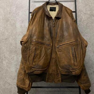 Vintage 80s US NAVY Avirex Type G2 Leather Bomber flight Jacket XL