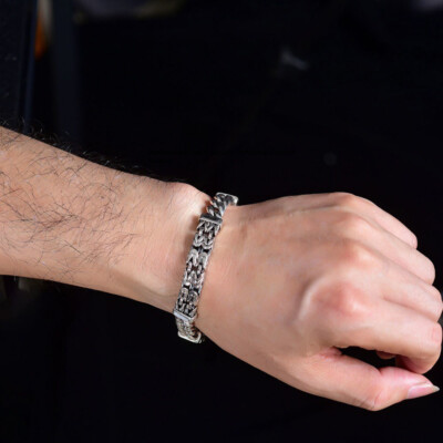 Pure S925 Sterling Silver Chain Men Women Byzantine Curb Link