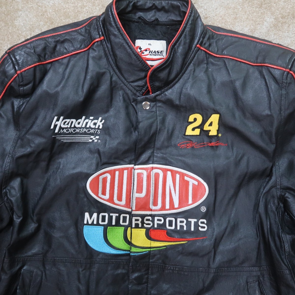 Vintage Nascar Jacket Men's XL Leather Jeff Gordon Dupont