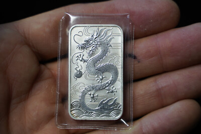 2018 Australia Dragon 1 Troy oz .9999 fine silver art bar