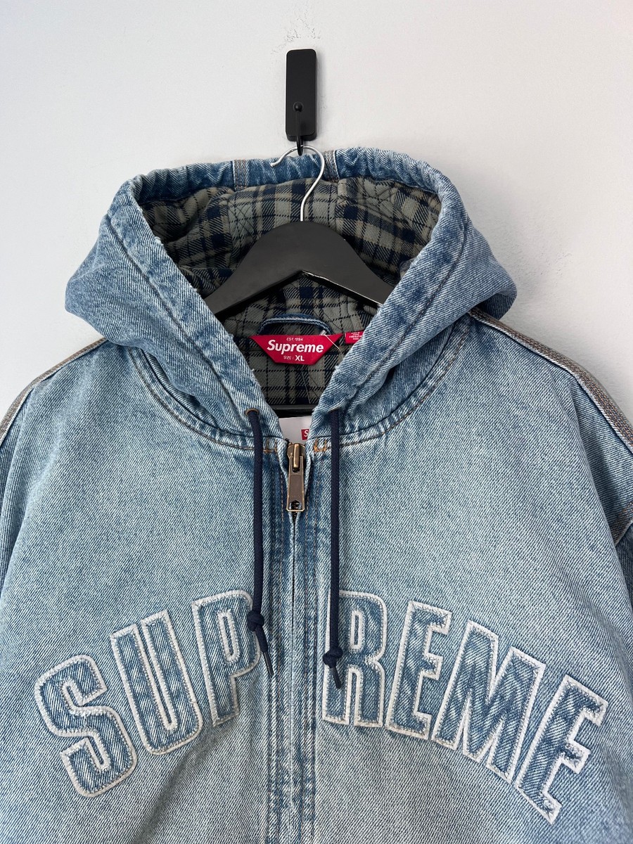 Supreme Reflective Arc Hooded Work Jacket - Size XL - Denim Blue