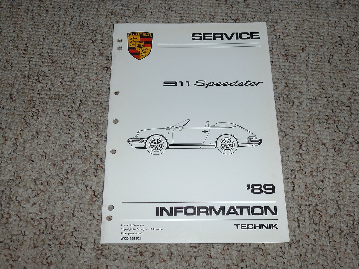 1989 Porsche 911 Speedster Convertible Repair Service Shop