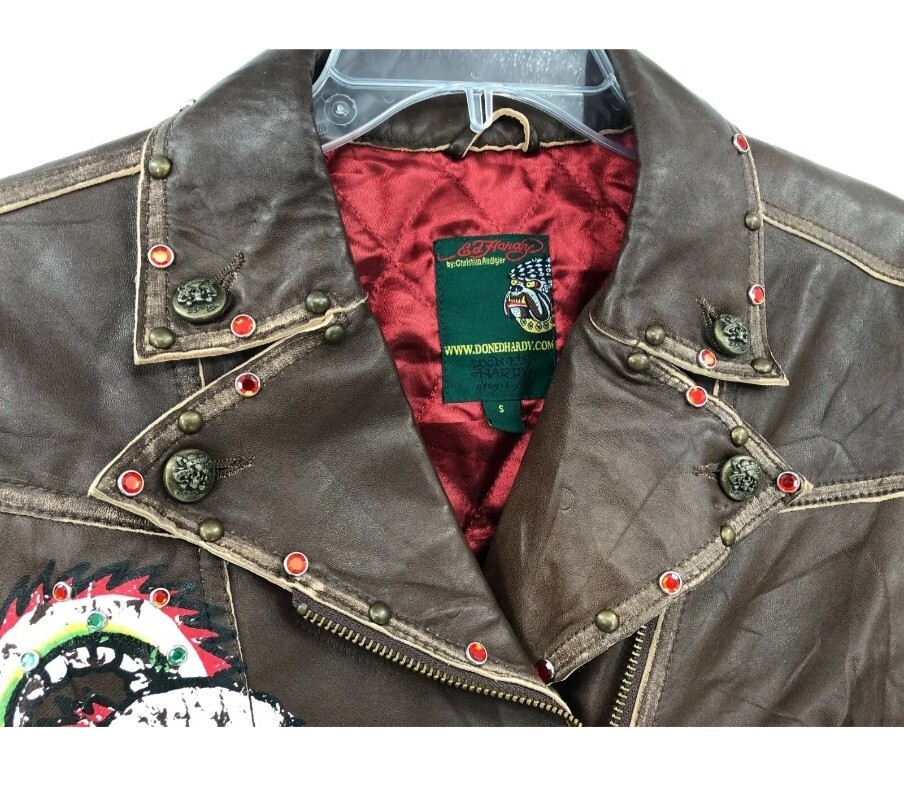 🚨🔥Vintage Ed Hardy Hardy Christian Audigier Womens Leather