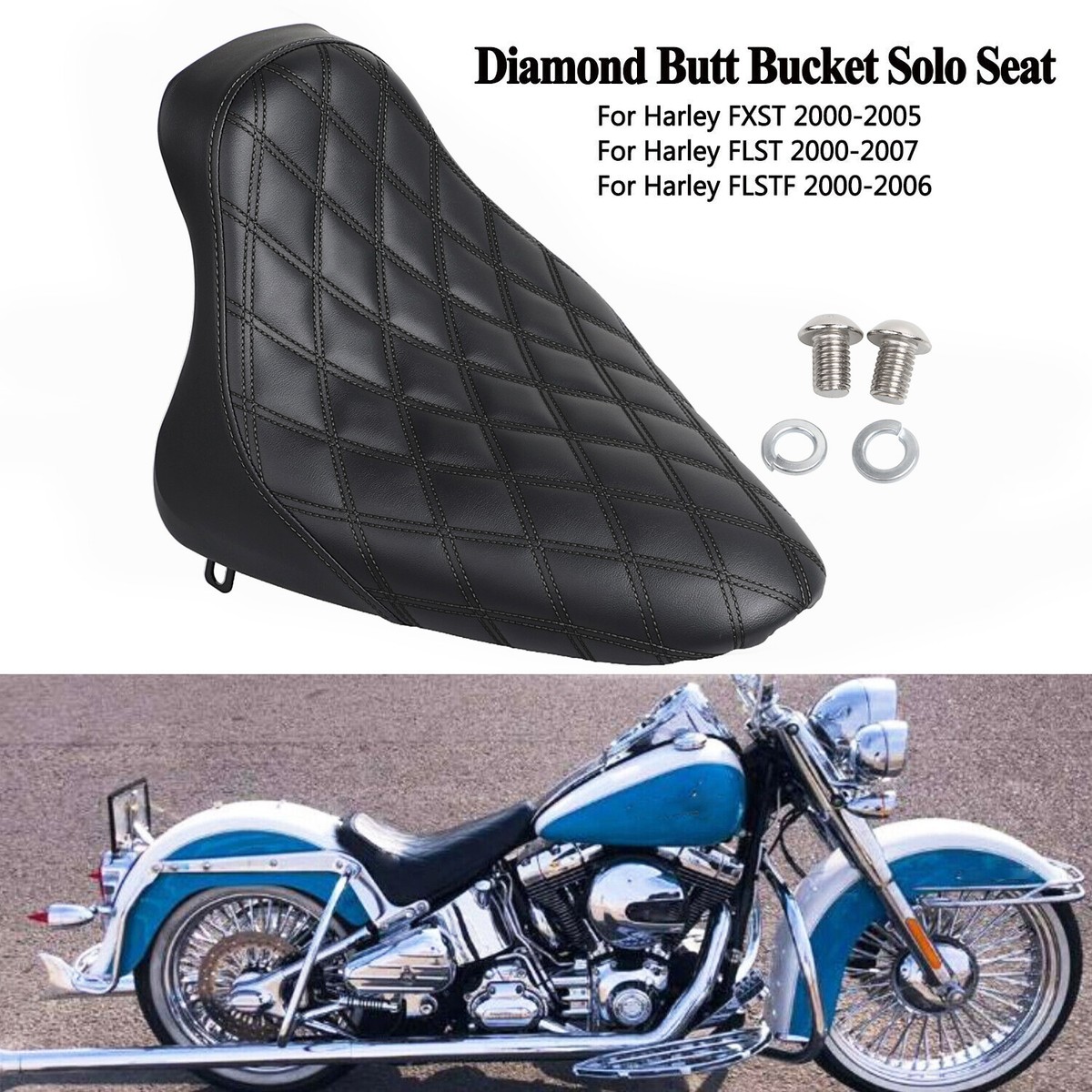 Black Butt Bucket Driver Solo Seat For Harley Softail Springer EFI